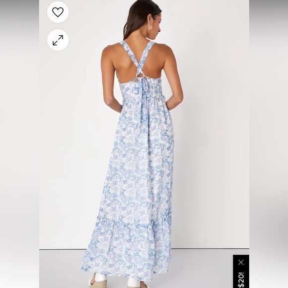 Lulus my love story white floral print tie-back maxi dress size L - Picture 4 of 10